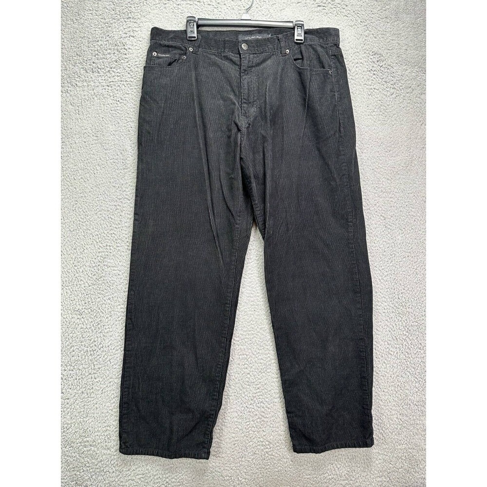 Calvin Klein Pants Men 38 Black Straight Leg Corduroy Flat Front 5 Pocket Casual